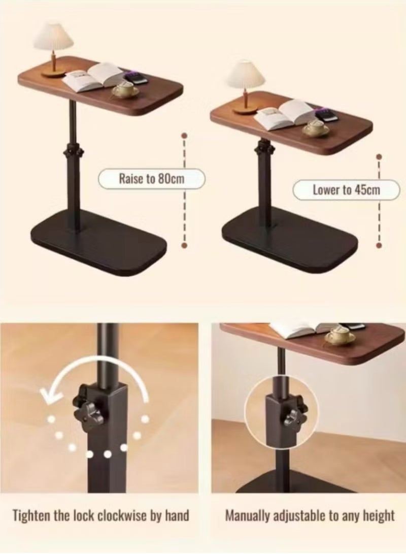 Adjustable Sofa Small Side Table, Wooden Tabletop End Table, Height-Adjustable C-Shaped End Table, Suitable for Reading, Coffee, Books, Perfect as a Nightstand, Sofa Table, or Patio Table - Image 4